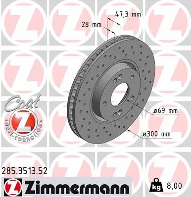 Disque de frein ZIMMERMANN 285.3513.52