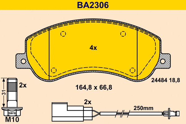 Kit de plaquettes de frein, frein à disque BARUM BA2306
