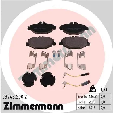 Kit de plaquettes de frein, frein à disque ZIMMERMANN 23743.200.2