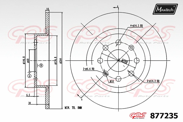 Disque de frein MAXTECH 877235