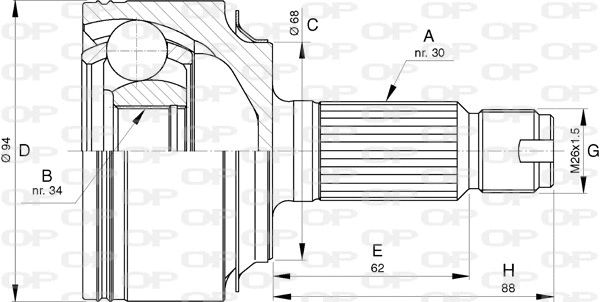 Jeu de joints, arbre de transmission OPEN PARTS CVJ5758.10