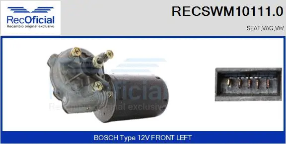 Moteur d'essuie-glace RECOFICIAL RECSWM10111.0