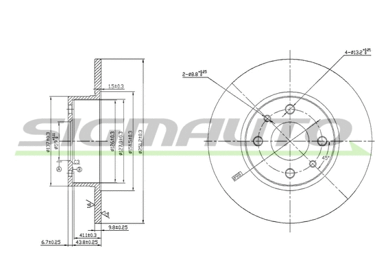 Disque de frein SIGMAUTO DBA066S