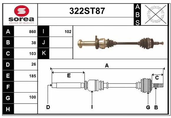 Arbre de transmission STARTCAR 322ST87