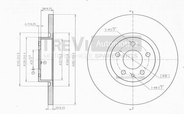 Disque de frein TREVI AUTOMOTIVE BD1032