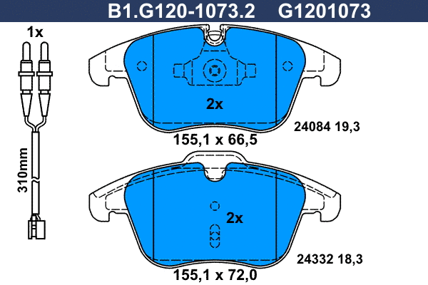 Kit de plaquettes de frein, frein à disque GALFER B1.G120-1073.2