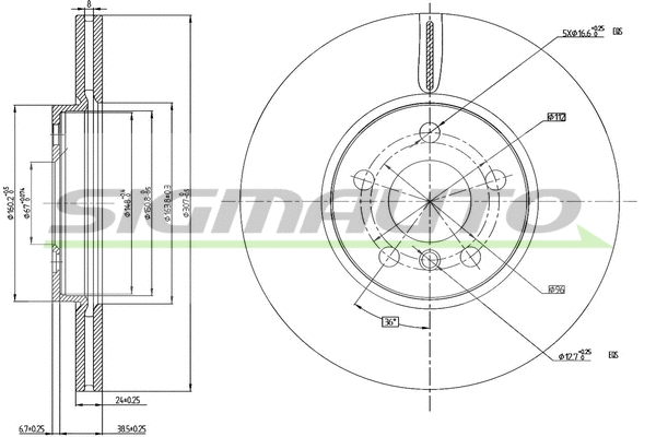 Disque de frein SIGMAUTO DBC637V