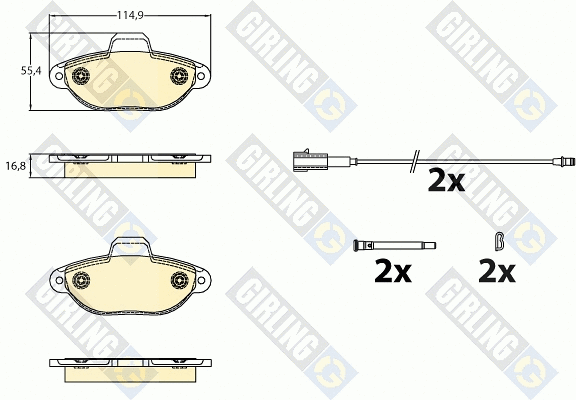 Kit de plaquettes de frein, frein à disque GIRLING 6121413