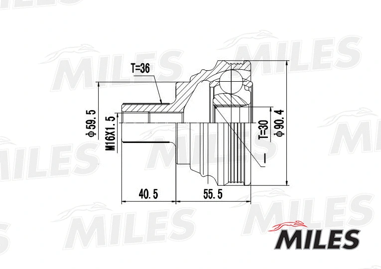 Jeu de joints, arbre de transmission MILES GA20603
