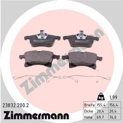 Kit de plaquettes de frein, frein à disque ZIMMERMANN 23832.200.2