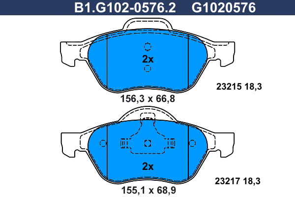 Kit de plaquettes de frein, frein à disque GALFER B1.G102-0576.2