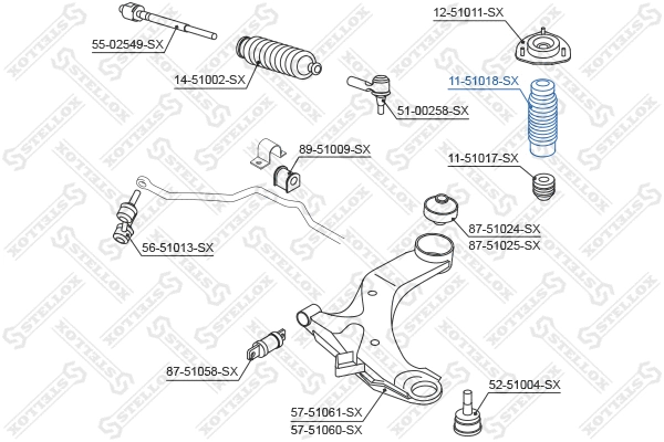 Bouchon de protection/soufflet, amortisseur STELLOX 11-51018-SX