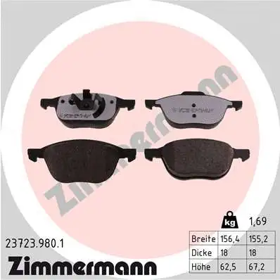 Kit de plaquettes de frein, frein à disque ZIMMERMANN 23723.980.1