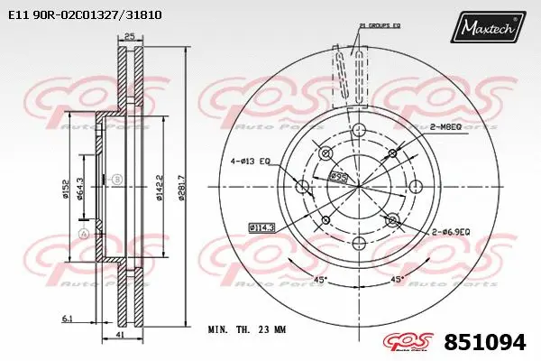 Disque de frein MAXTECH 851094