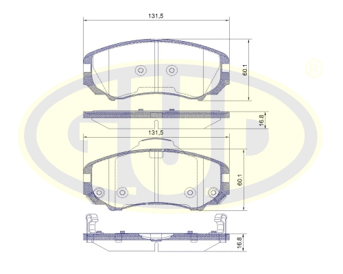 Kit de plaquettes de frein, frein à disque G.U.D. GBP095302