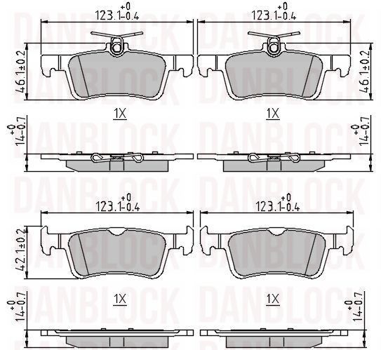 Kit de plaquettes de frein, frein à disque DANBLOCK DB 511445