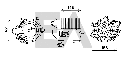 Moteur électrique, pulseur d'air habitacle EACLIMA 42A25004