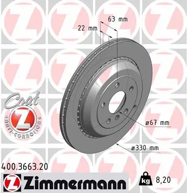 Disque de frein ZIMMERMANN 400.3663.20