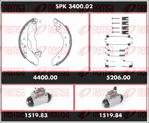 Kit de freins, freins à tambours REMSA SPK 3400.02