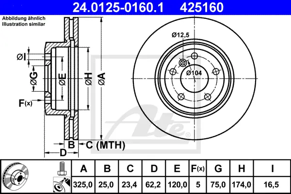 Disque de frein ATE-APAC 24.0125-0160.1