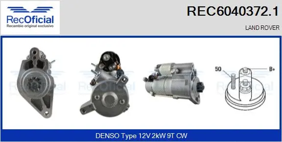 Démarreur RECOFICIAL REC6040372.1