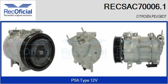 Compresseur, climatisation RECOFICIAL RECSAC70006.1