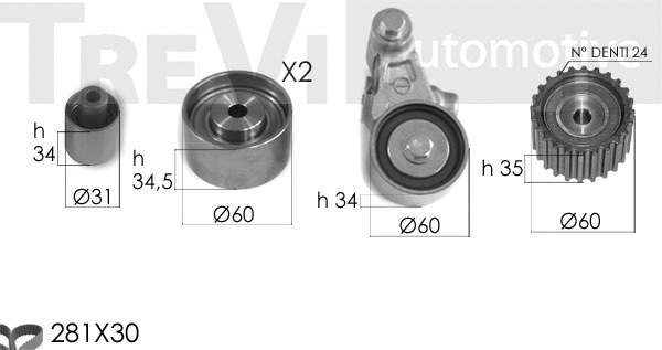 Kit de courroie crantée TREVI AUTOMOTIVE KD1454
