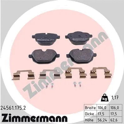 Kit de plaquettes de frein, frein à disque ZIMMERMANN 24561.175.2