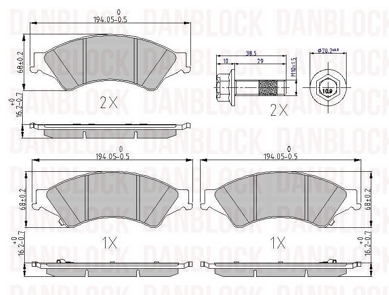 Kit de plaquettes de frein, frein à disque DANBLOCK DB 511068