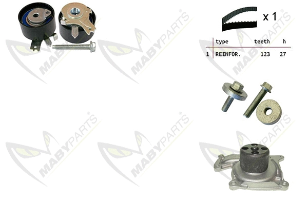 Pompe à eau + kit de courroie crantée MABYPARTS OBKWP0109