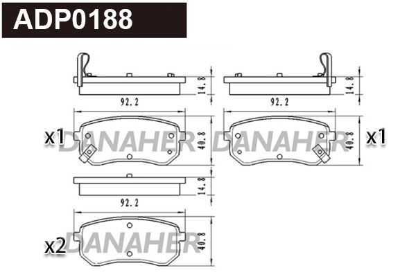 Kit de plaquettes de frein, frein à disque DANAHER ADP0188