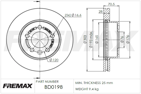 Disque de frein FREMAX BD-0198