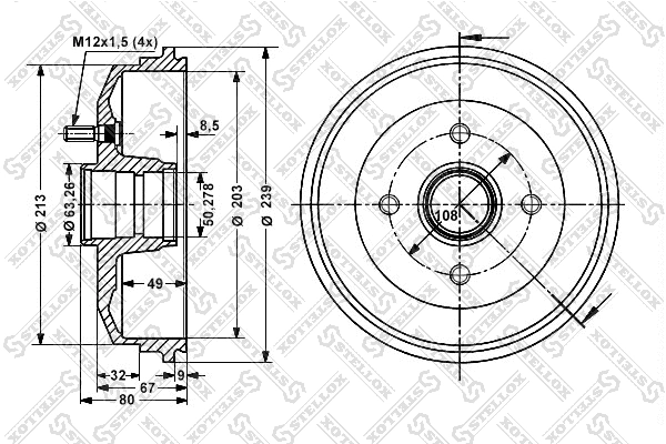 Tambour de frein STELLOX 6025-2529-SX
