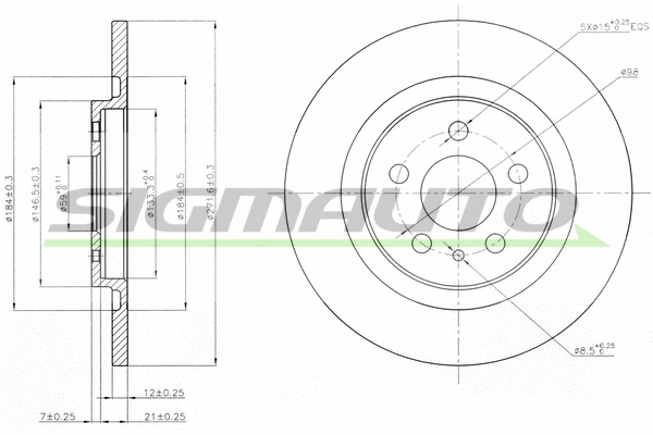 Disque de frein SIGMAUTO DBB181S