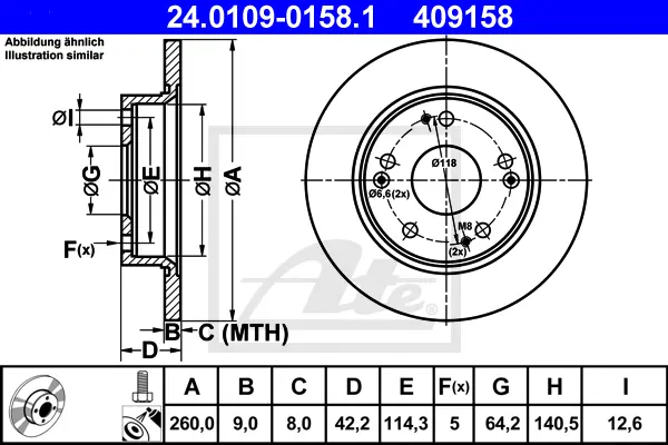 Disque de frein ATE-APAC 24.0109-0158.1