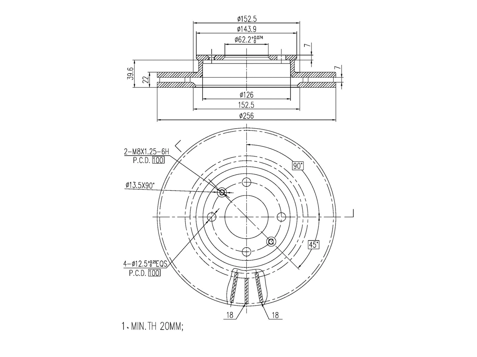 Disque de frein A.Z. Meisterteile AZMT-44-024-1304