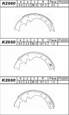 Jeu de mâchoires de frein ASIMCO K2660