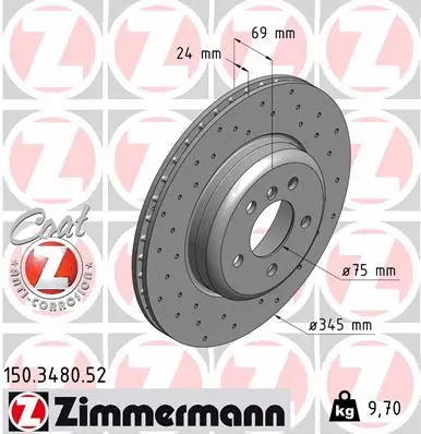 Disque de frein ZIMMERMANN 150.3480.52