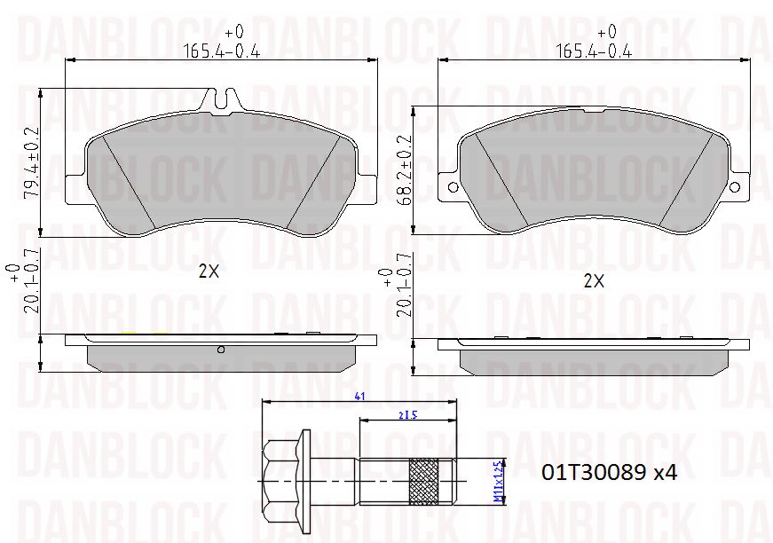 Kit de plaquettes de frein, frein à disque DANBLOCK DB 510695