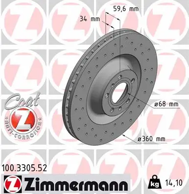 Disque de frein ZIMMERMANN 100.3305.52