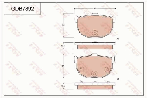 Kit de plaquettes de frein, frein à disque TRW GDB7892