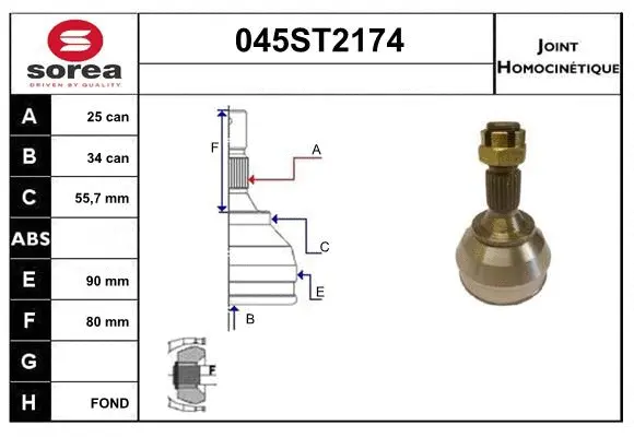 Jeu de joints, arbre de transmission STARTCAR 045ST2174