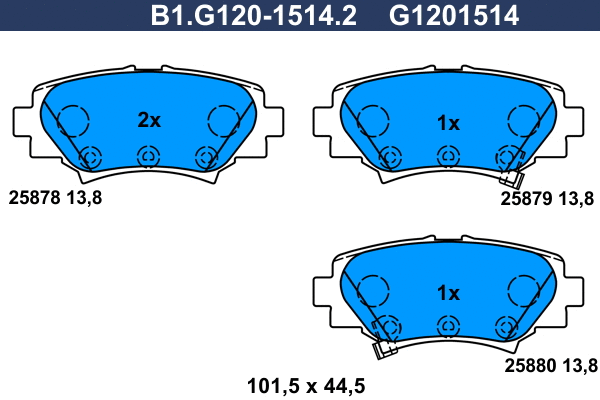 Kit de plaquettes de frein, frein à disque GALFER B1.G120-1514.2