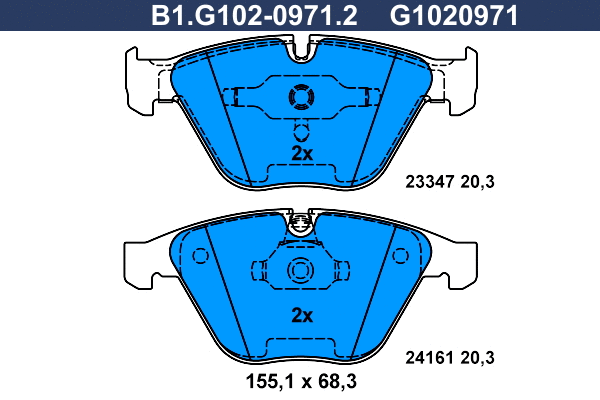 Kit de plaquettes de frein, frein à disque GALFER B1.G102-0971.2