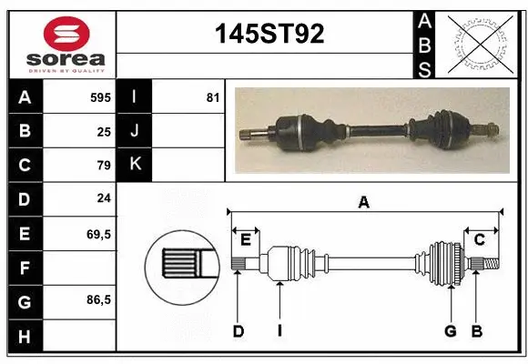 Arbre de transmission STARTCAR 145ST92