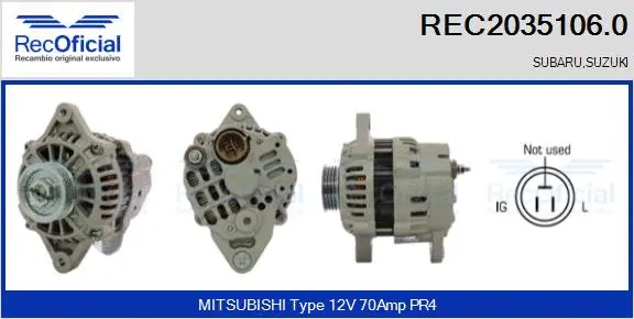 Alternateur RECOFICIAL REC2035106.0