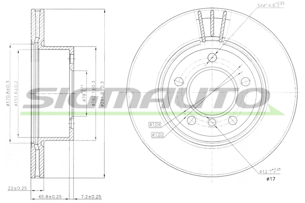 Disque de frein SIGMAUTO DBB229V