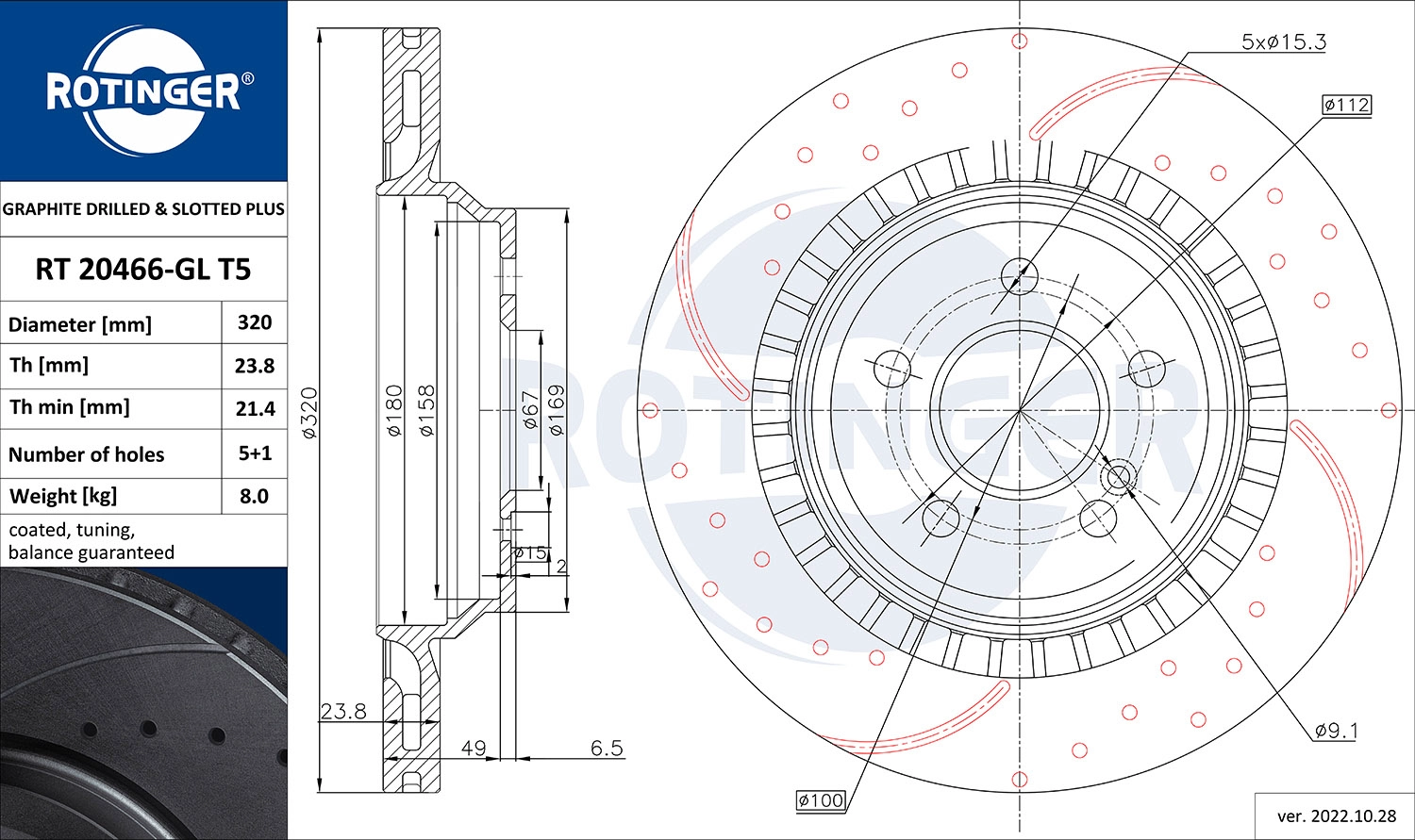 Disque de frein ROTINGER RT 20466-GL T5