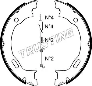 Jeu de mâchoires de frein, frein de stationnement TRUSTING 052.129K