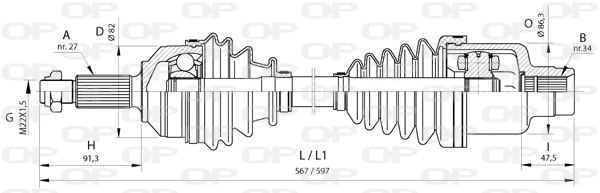 Arbre de transmission OPEN PARTS DRS6375.00